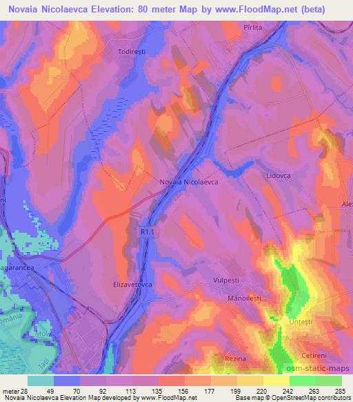 Novaia Nicolaevca,Moldova Elevation Map