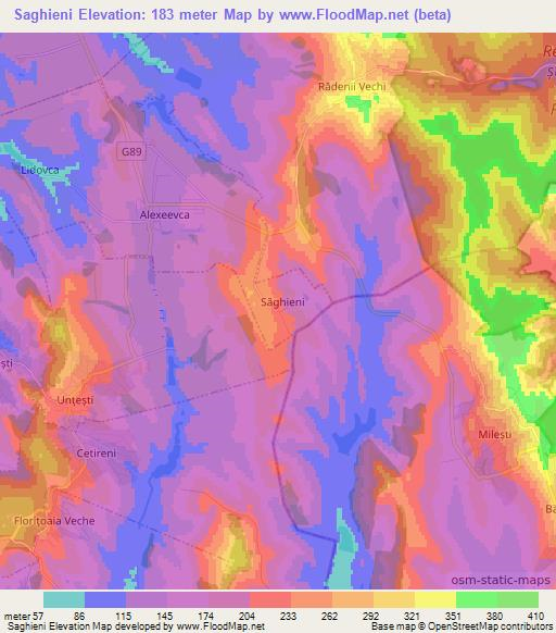 Saghieni,Moldova Elevation Map