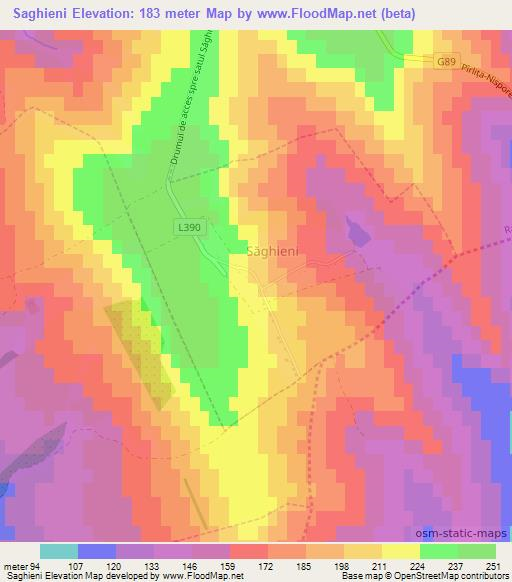 Saghieni,Moldova Elevation Map