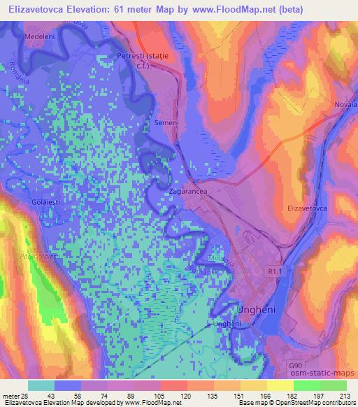 Elizavetovca,Moldova Elevation Map