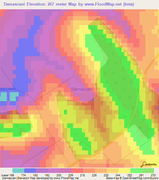 Damascani,Moldova Elevation Map