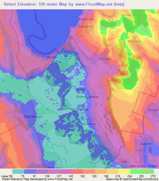 Reteni,Moldova Elevation Map