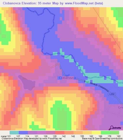 Ciobanovca,Moldova Elevation Map