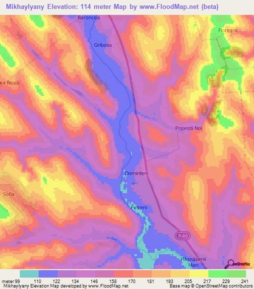 Mikhaylyany,Moldova Elevation Map