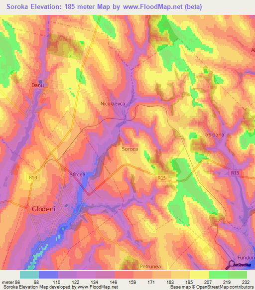 Soroka,Moldova Elevation Map