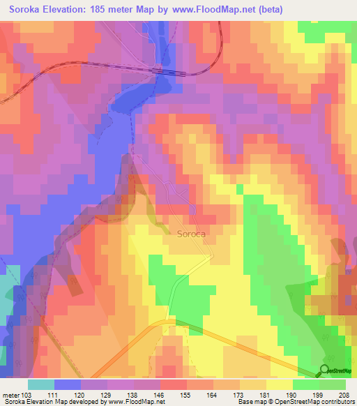 Soroka,Moldova Elevation Map