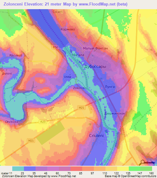 Zolonceni,Moldova Elevation Map