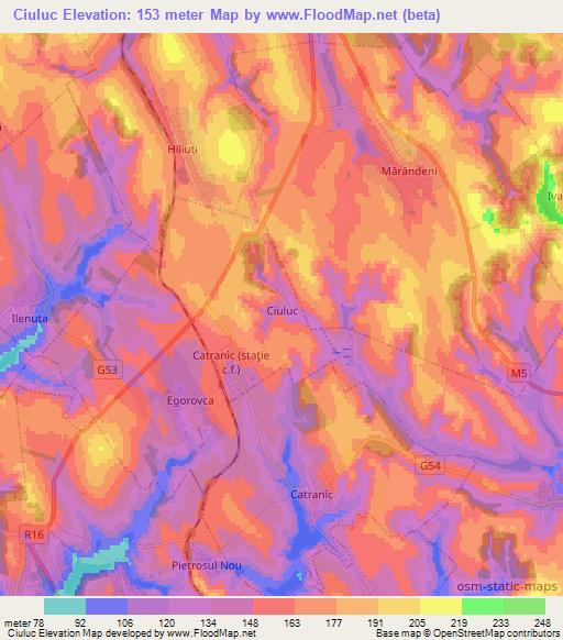 Ciuluc,Moldova Elevation Map