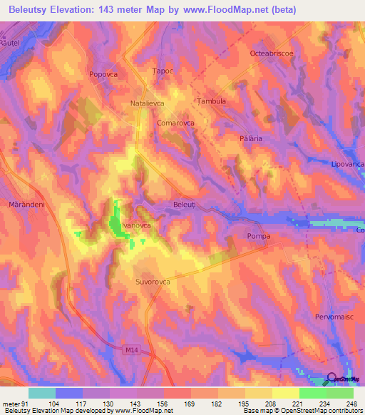 Beleutsy,Moldova Elevation Map