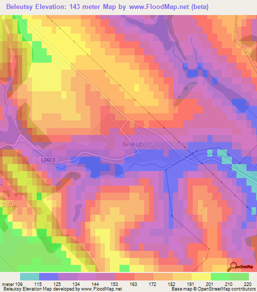 Beleutsy,Moldova Elevation Map