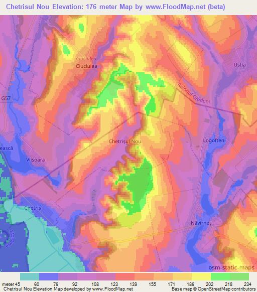 Chetrisul Nou,Moldova Elevation Map