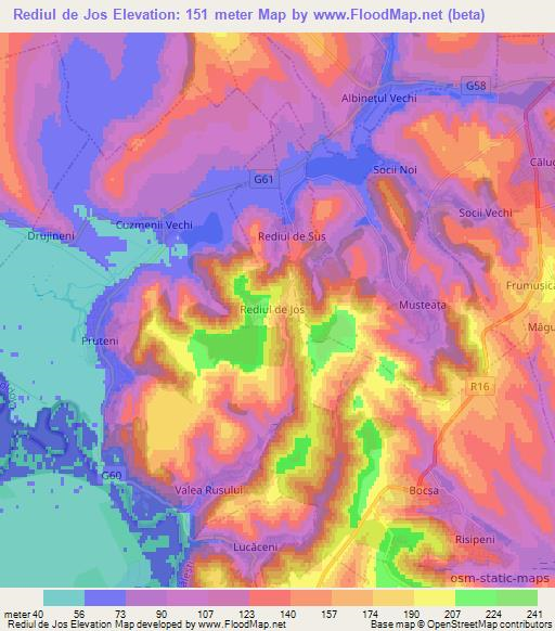 Rediul de Jos,Moldova Elevation Map