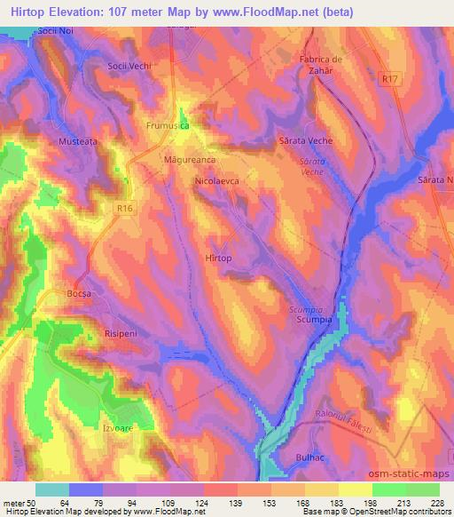 Hirtop,Moldova Elevation Map