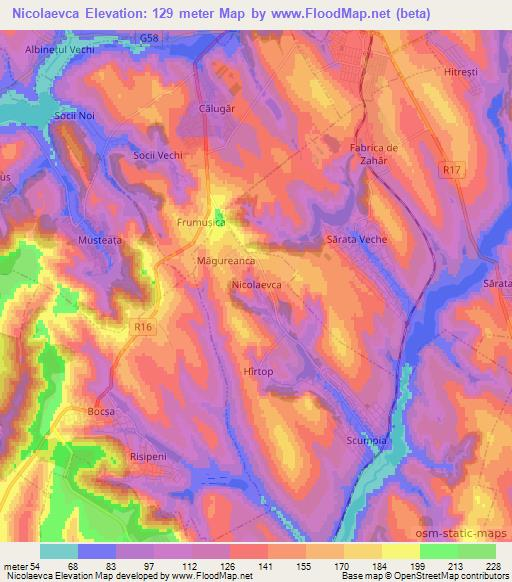 Nicolaevca,Moldova Elevation Map