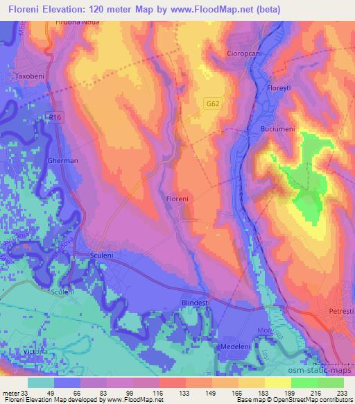 Floreni,Moldova Elevation Map