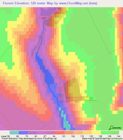 Floreni,Moldova Elevation Map