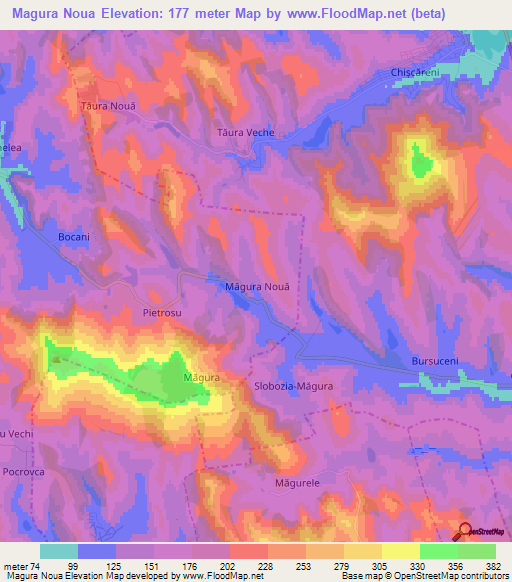 Magura Noua,Moldova Elevation Map