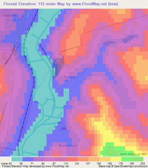 Floresti,Moldova Elevation Map