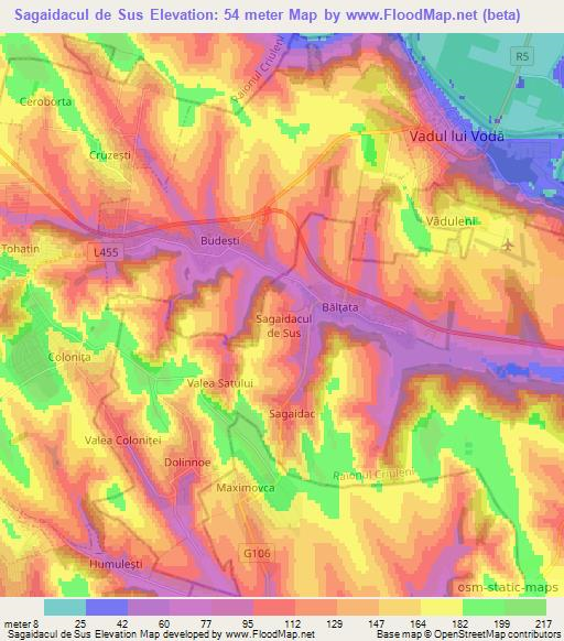 Sagaidacul de Sus,Moldova Elevation Map