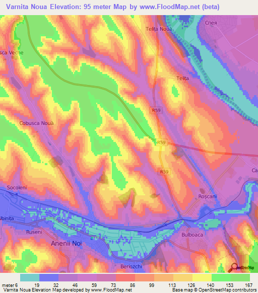 Varnita Noua,Moldova Elevation Map