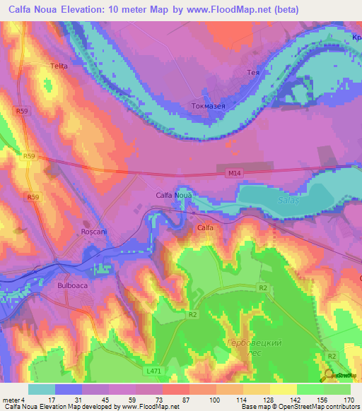 Calfa Noua,Moldova Elevation Map