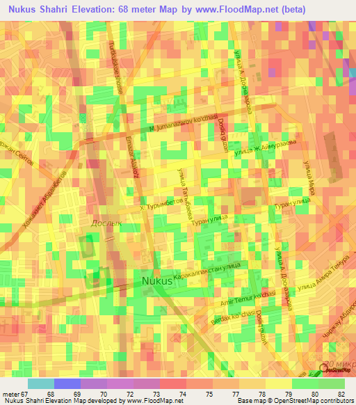 Nukus Shahri,Uzbekistan Elevation Map