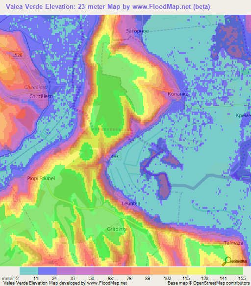 Valea Verde,Moldova Elevation Map