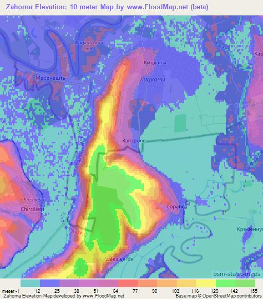 Zahorna,Moldova Elevation Map