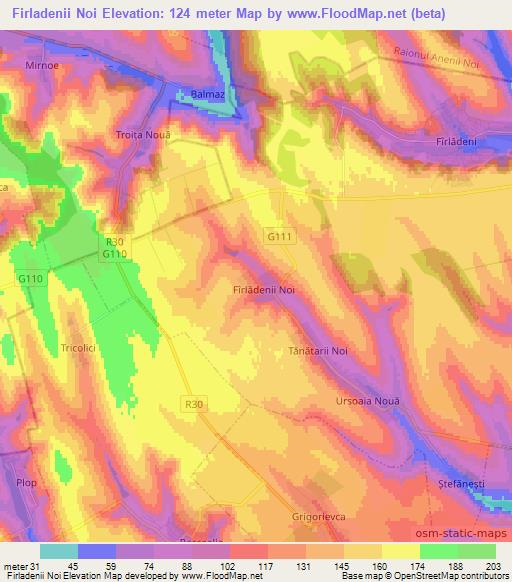 Firladenii Noi,Moldova Elevation Map