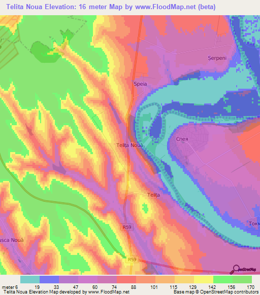 Telita Noua,Moldova Elevation Map