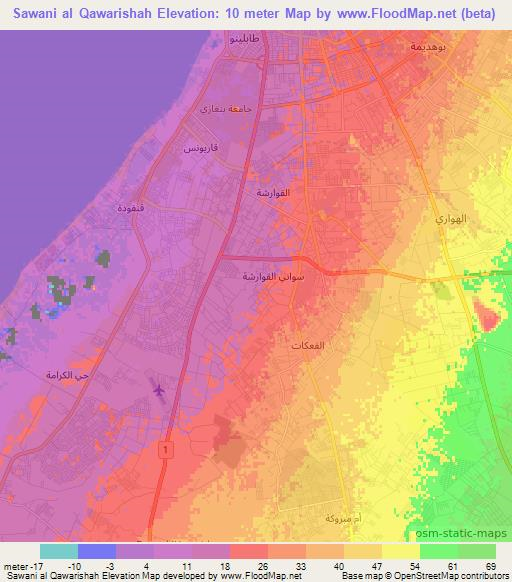 Sawani al Qawarishah,Libya Elevation Map