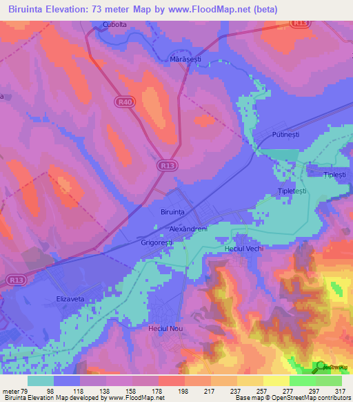 Biruinta,Moldova Elevation Map