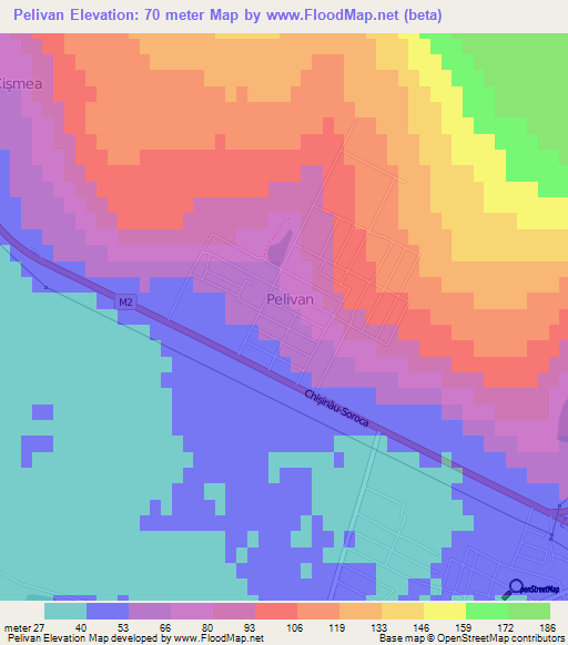 Pelivan,Moldova Elevation Map