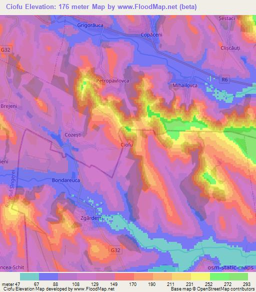 Ciofu,Moldova Elevation Map