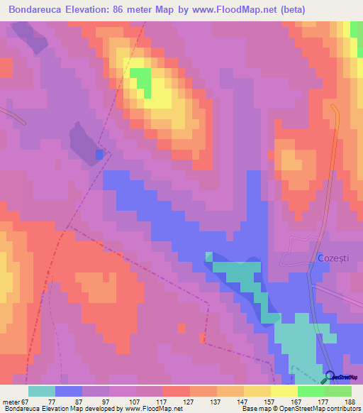 Bondareuca,Moldova Elevation Map