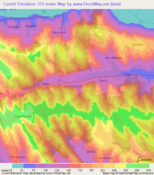 Curchi,Moldova Elevation Map