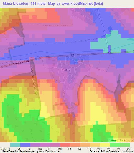 Mana,Moldova Elevation Map