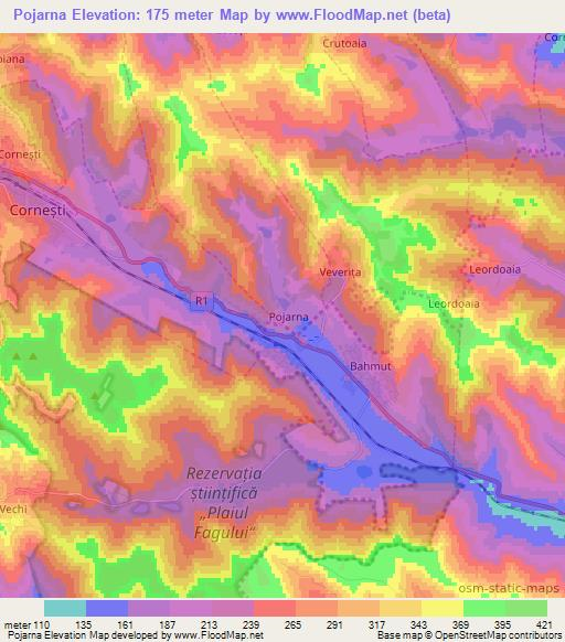 Pojarna,Moldova Elevation Map