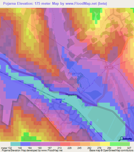 Pojarna,Moldova Elevation Map