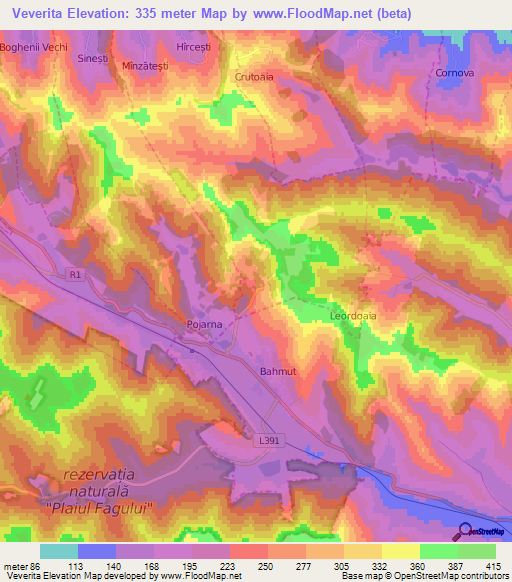 Veverita,Moldova Elevation Map