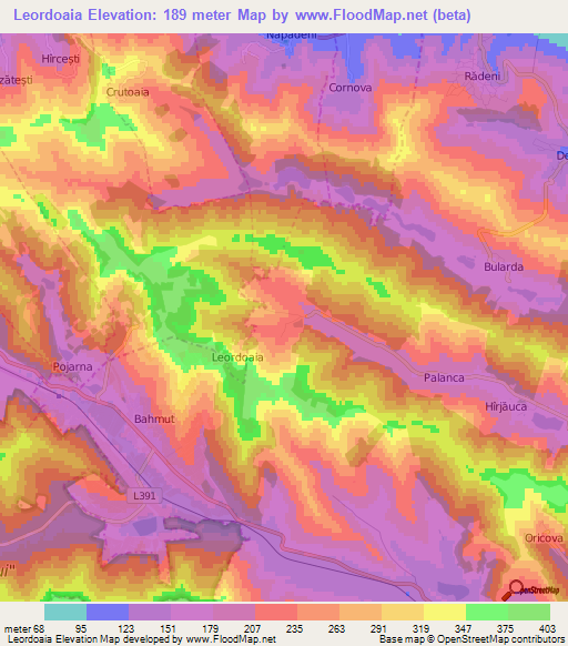 Leordoaia,Moldova Elevation Map