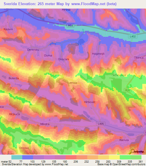 Sverida,Moldova Elevation Map