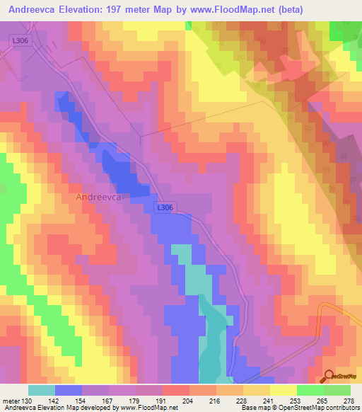 Andreevca,Moldova Elevation Map