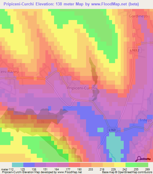 Pripiceni-Curchi,Moldova Elevation Map