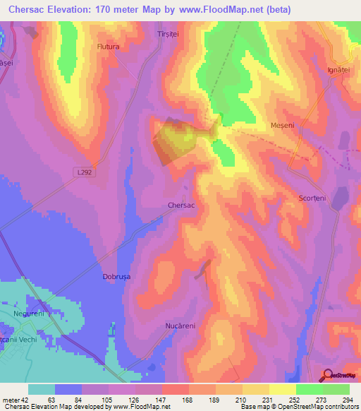 Chersac,Moldova Elevation Map