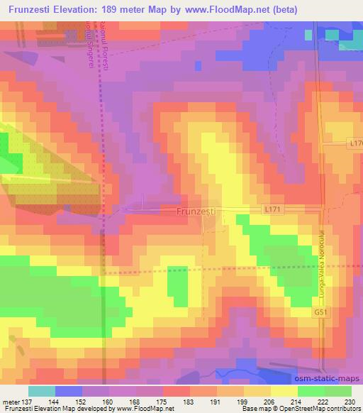 Frunzesti,Moldova Elevation Map