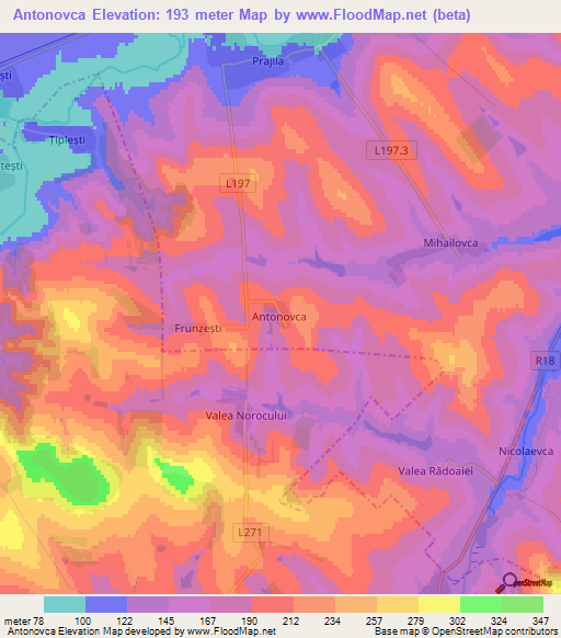 Antonovca,Moldova Elevation Map