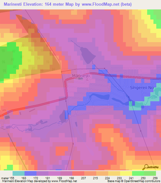 Marinesti,Moldova Elevation Map