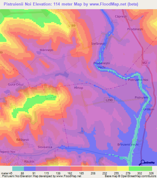 Pistruienii Noi,Moldova Elevation Map