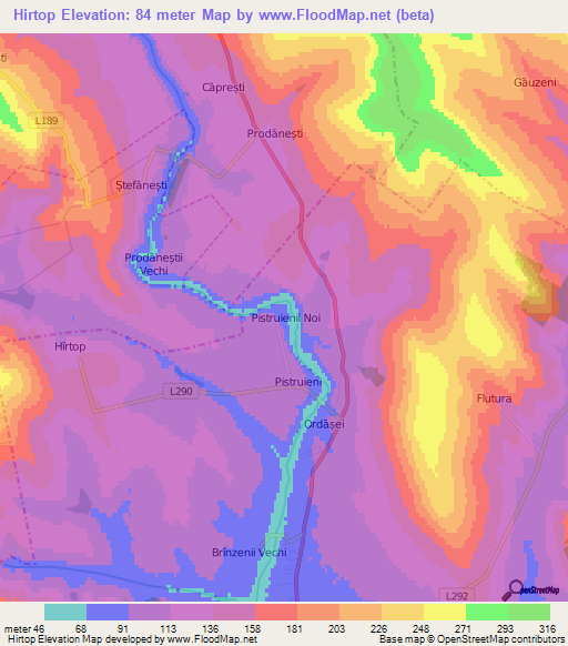 Hirtop,Moldova Elevation Map